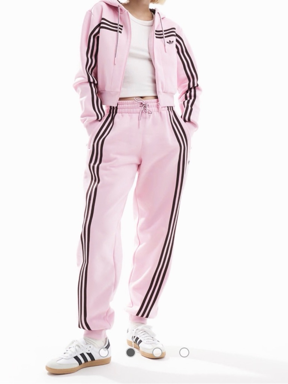 NWT Adidas Originals 70s Short Full Zip Fleece Hoodie & Joggers, True Pink - Picture 6 of 8